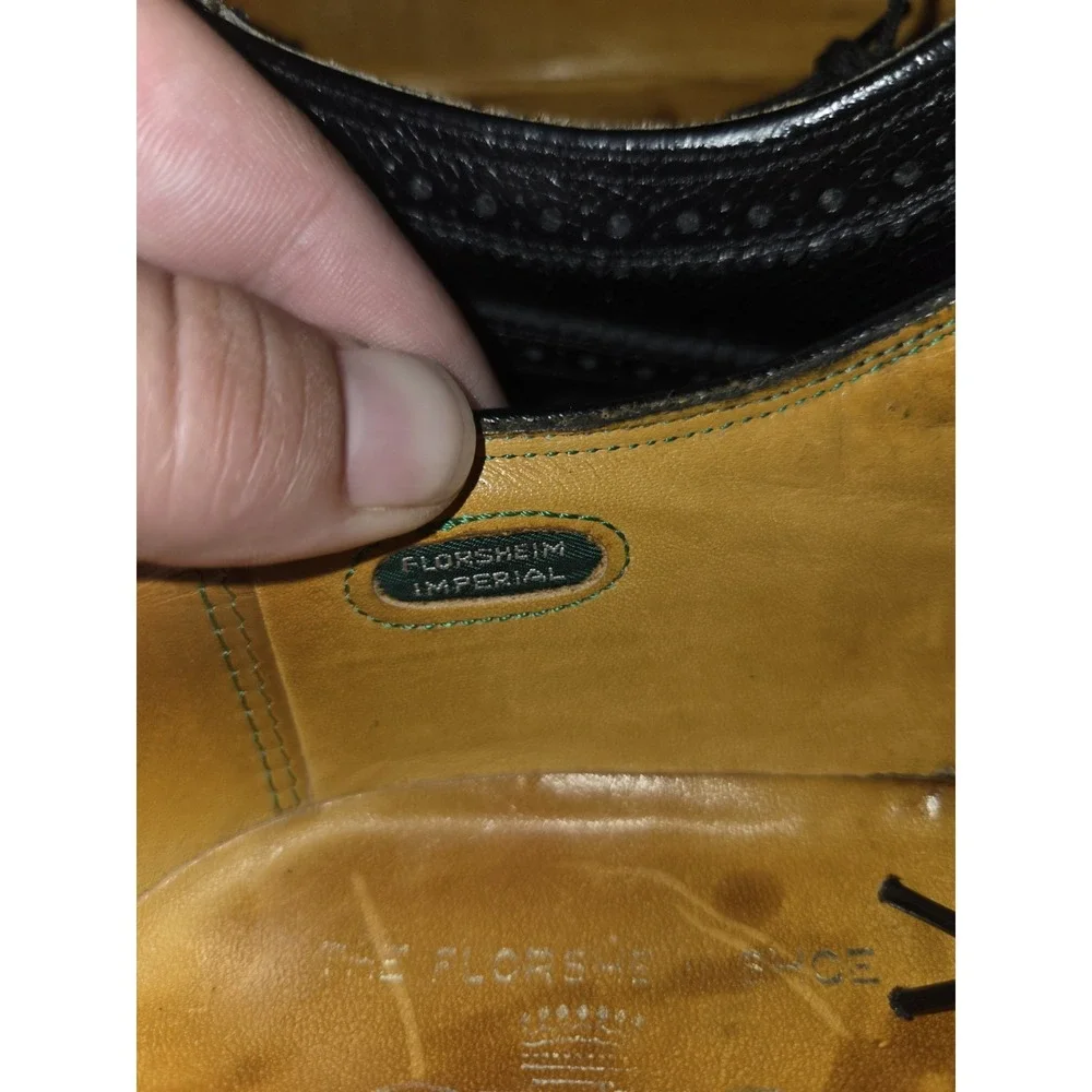 Vintage Florsheim Imperial Kenmoor 92604 Black Pebble Grain Longwing 10.5 D 1971